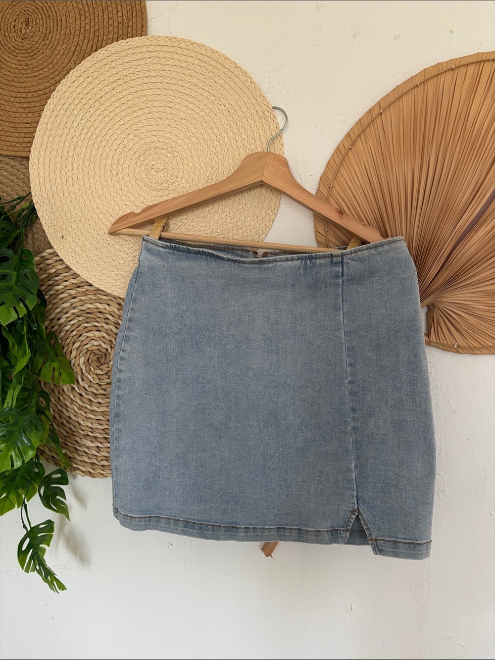wild fable faded blue denim mini skirt